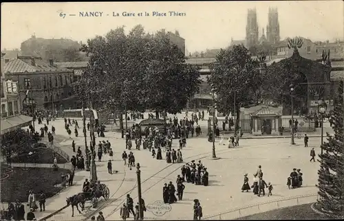 Ak Nancy Meurthe et Moselle, Bahnhof, Place Thiers