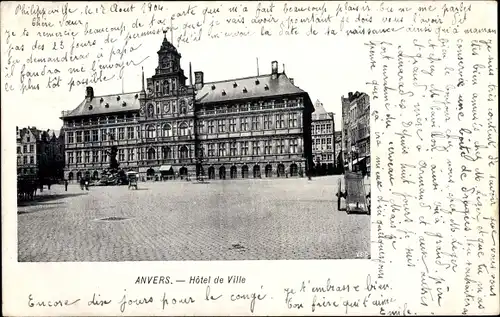 Ak Anvers Antwerpen Flandern, Hotel de Ville