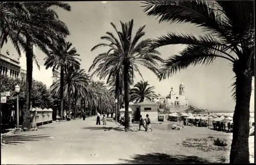 AK Sitges Katalonien Spanien, Promenade