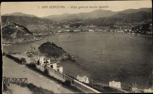 Ak Donostia San Sebastián Baskenland, Gesamtansicht von Igueldo