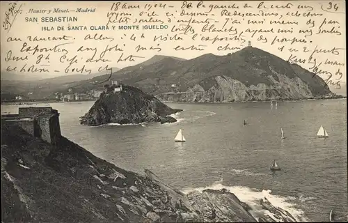 Ak Donostia San Sebastian Baskenland, Insel Santa Clara, Monte Igueldo
