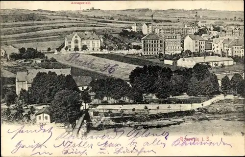 Ak Roßwein in Sachsen, Totalansicht, Amtsgericht