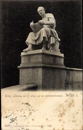 Ak Wien 1 Innere Stadt, Titus Livius, Sitzfigur von Josef Lax