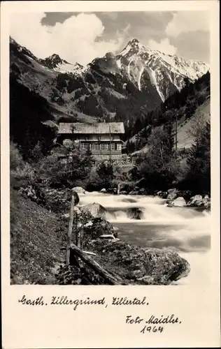 Ak Mayrhofen im Zillertal Tirol, Gasthaus Zillergrund