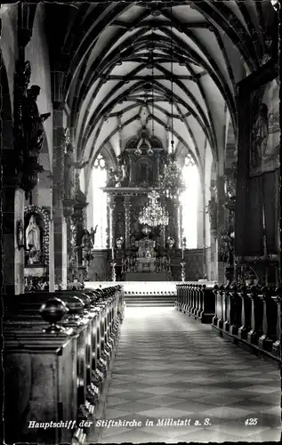 Ak Millstatt am See Kärnten, Hauptschiff der Stiftskirche