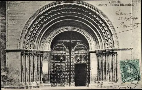 Ak Valencia Stadt Spanien, Kathedrale, Byzantinisches Tor