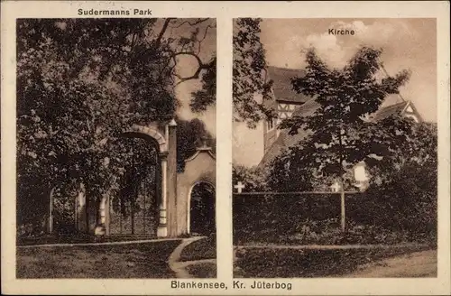 Ak Blankensee in Vorpommern, Sudermanns Park, Kirche