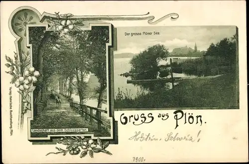 Passepartout Ak Plön am See Holstein, großer Plöner See, Schlossgarten