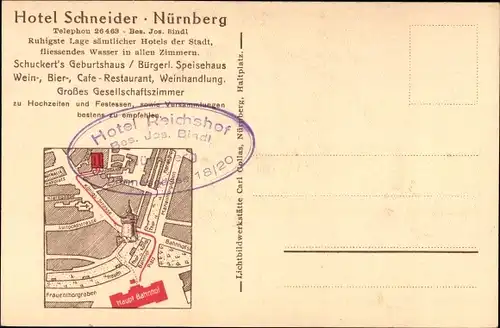 Ak Nürnberg in Mittelfranken, Hotel Schneider, Speisesaal