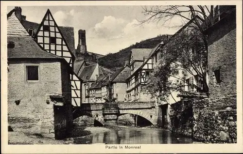 Ak Monreal Pfalz, Partie am Bach, Brücke, Burg