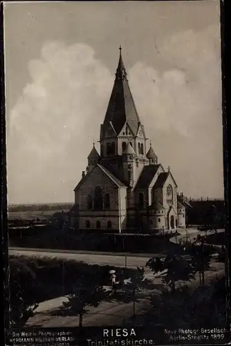 Ak Riesa an der Elbe Sachsen, Trinitatiskirche