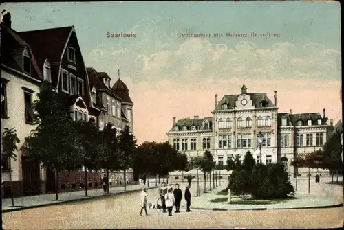 Ak Saarlouis im Saarland, Gymnasium mit Hohenzollernring