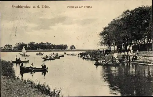 Ak Friedrichstadt an der Eider, Partie an der Treene, Ruderboote