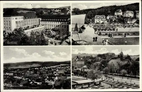 Ak Oberschlema Bad Schlema im Erzgebirge, Kurhotel, Konzertplatz, Gesamtansicht, Ev. Kirche