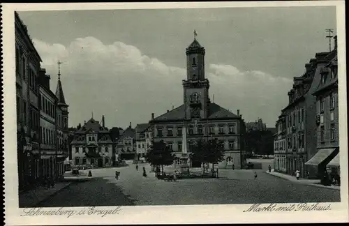 Ak Schneeberg im Erzgebirge, Markt, Rathaus