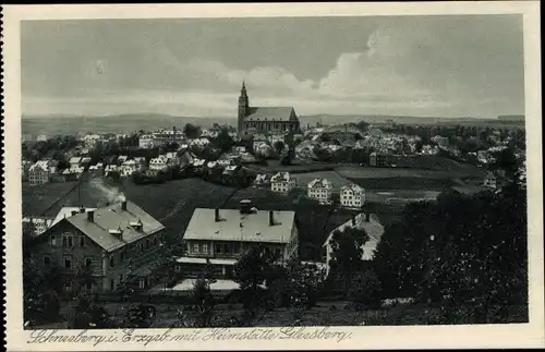 Ak Schneeberg im Erzgebirge, Gesamtansicht, Heimstätte Gleesberg