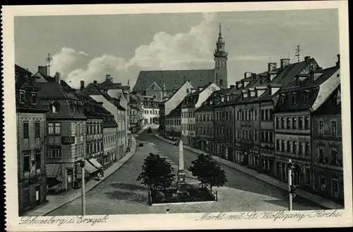 Ak Schneeberg im Erzgebirge, Markt, St. Wolfgang-Kirche