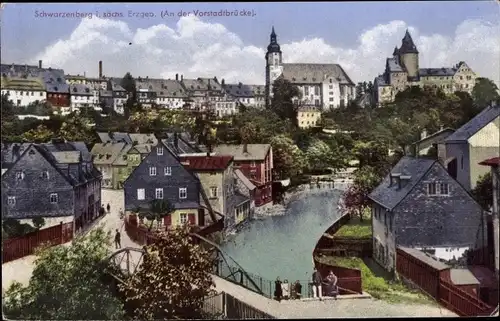 Ak Schwarzenberg im Erzgebirge Sachsen, An der Vorstadtbrücke