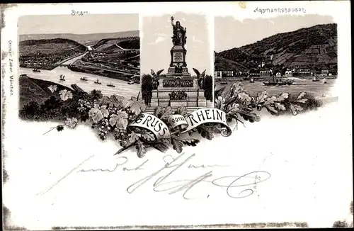 Litho Bingen am Rhein, Rüdesheim, Niederwalddenkmal