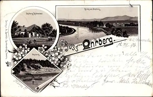 Litho Klein Berkel Hameln in Niedersachsen, Ohrberg, Restaurant, Aussicht