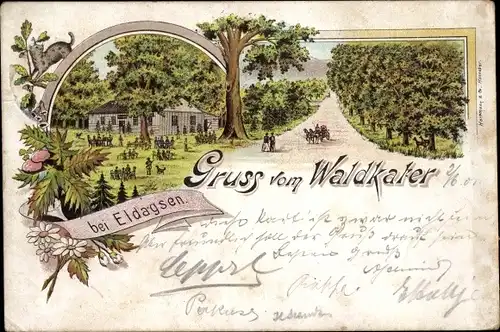 Litho Eldagsen Springe am Deister Niedersachsen, Café am Waldkater