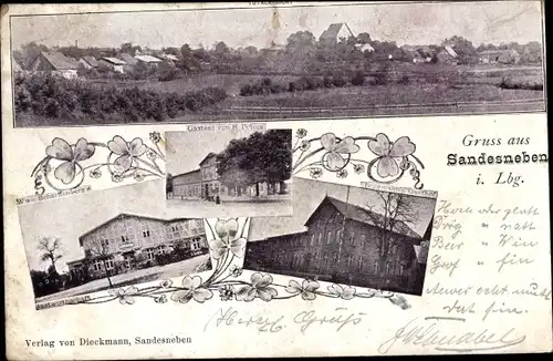 Ak Sandesneben in Lauenburg, Gesamtansicht, Gastwirtschaft, Gasthof Peters
