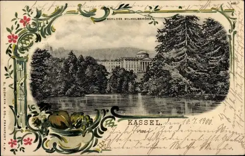 Litho Bad Wilhelmshöhe Kassel in Hessen, Schloss Wilhelmshöhe