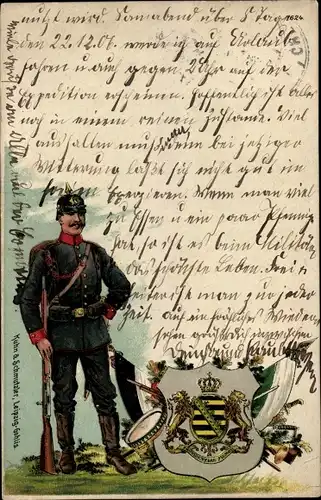 Wappen Litho Sächsisches Regiment, Soldat in Uniform