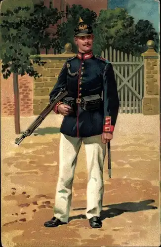 Künstler Litho Hoffmann, A., deutscher Soldat, Infanterie, Gewehr