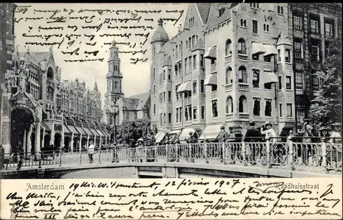 Ak Amsterdam Nordholland Niederlande, Raadhuisstraat