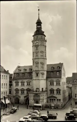 Ak Gera in Thüringen, Rathaus, Autos, Turm, Turmuhr
