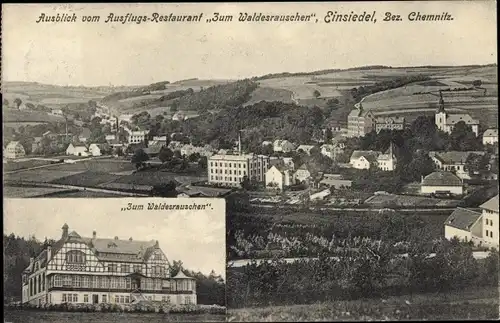 Ak Einsiedel Chemnitz, Totale vom Ort, Restaurant Zum Waldesrauschen