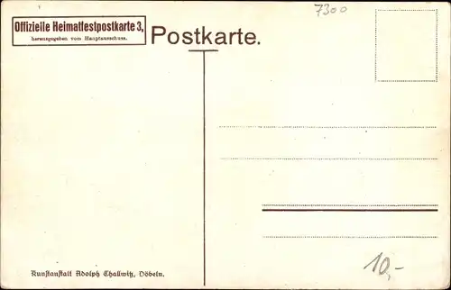 Ak Döbeln Sachsen, Totalansicht, Mann begrüßt seine Heimatstadt, Gehstock