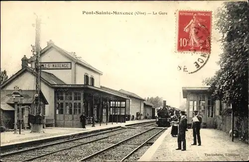 Ak Pont Sainte Maxence Oise, La Gare