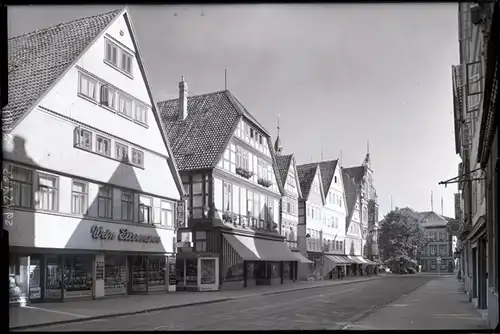 6 Glas Negative Detmold in Nordrhein Westfalen, Brunnen, Bahnhof, Fachwerkhaus