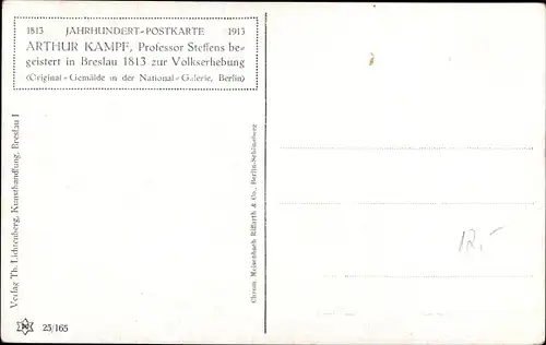 Künstler Ak Wrocław Breslau in Schlesien, Professor Steffens begeistert zur Volkserhebung 1813