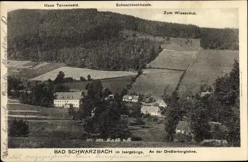 Ak Świeradów Zdrój Bad Schwarzbach Schlesien, Dreßlerberglehne, Haus Tannenwald, Schwarzbachbaude
