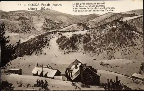 Ak Puigcerda Katalonien, Paisaje nevado