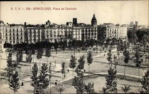 Ak Barcelona Katalonien, Plaza de Cataluna