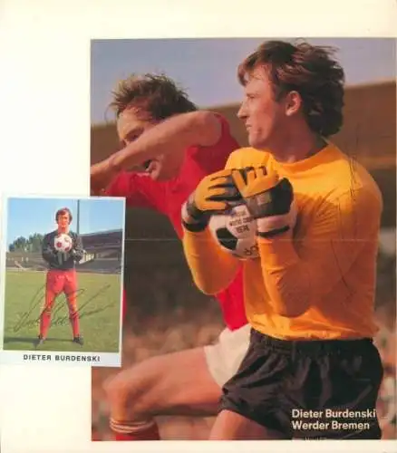 Ak Fußballer Dieter Burdenski, Werder Bremen, Portrait, Autogramm