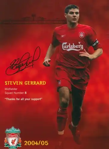 Ak Fußballer Steven Gerrard, Liverpool FC, Portrait, Autogramm