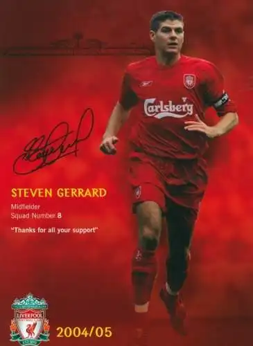 Ak Fußballer Steven Gerrard, Liverpool FC, Portrait, Autogramm