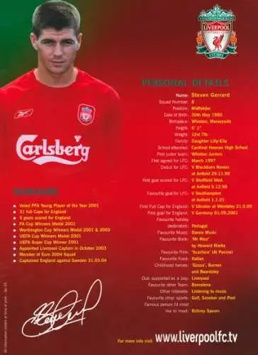 Ak Fußballer Steven Gerrard, Liverpool FC, Portrait, Autogramm