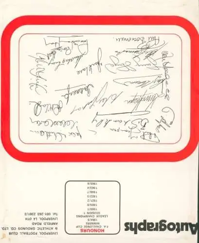 Ak Fußballmannschaft Liverpool FC 1972 1973, Portrait, Autogramme, Lindsay, Lawler, Hall, Lloyd