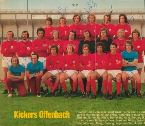 Ak Fußballmannschaft Kickers Offenbach, Sigi Renz, Bihn, Theis, Autogramme