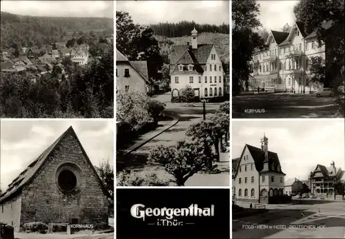 Riesen Ak Georgenthal im Tal der Apfelstädt Thüringen, Kurhaus, Kornhaus, FDGB Heim Deutscher Hof