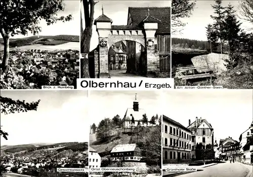 Riesen Ak Olbernhau im Erzgebirge Sachsen, Anton Günther Stein, Grünthaler Straße, Gesamtansicht