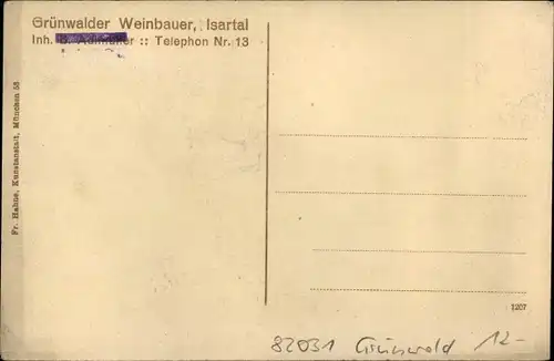 Ak Grünwald im Landkreis München Oberbayern, Grünwalder Weinbauer, Biedermeier Zimmer