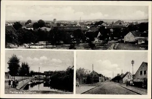 Ak Welsleben Bördeland in Sachsen Anhalt, Stadtansichten, Dorfteich