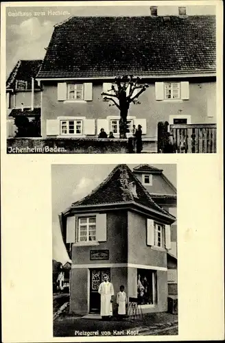 Ak Ichenheim Neuried in Baden Württemberg, Gasthaus zum Hechten, Metzgerei von Karl Kopf